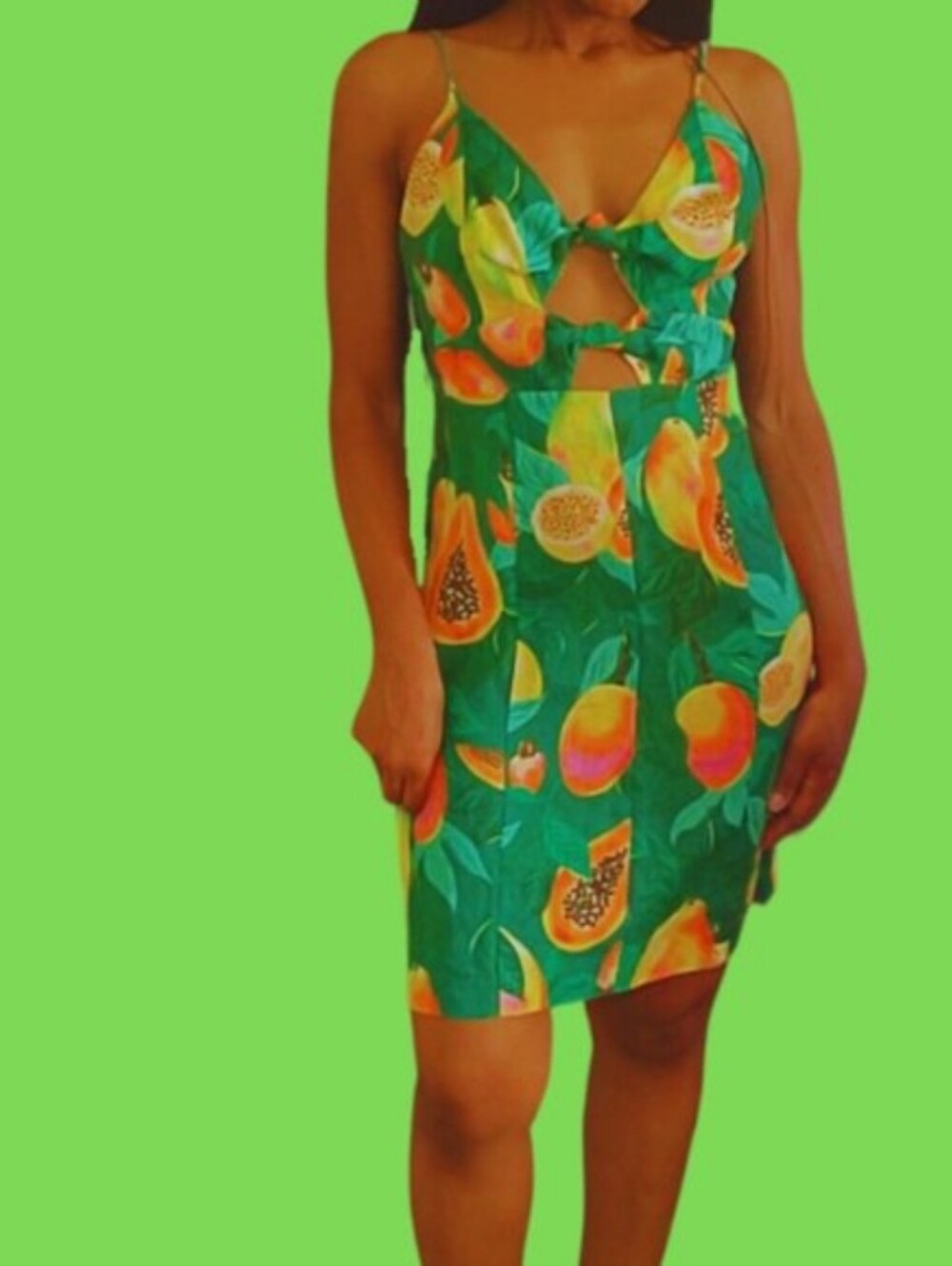 Farm Rio Green Papaya Salad Mini Dress